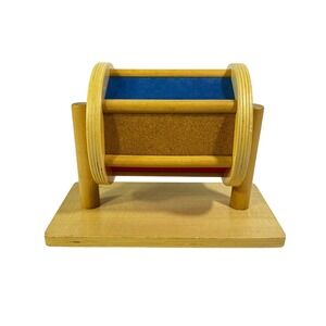 Montessori Spinning Drum Infant Sensory Toy Texture Fine Motor Mirror Wooden